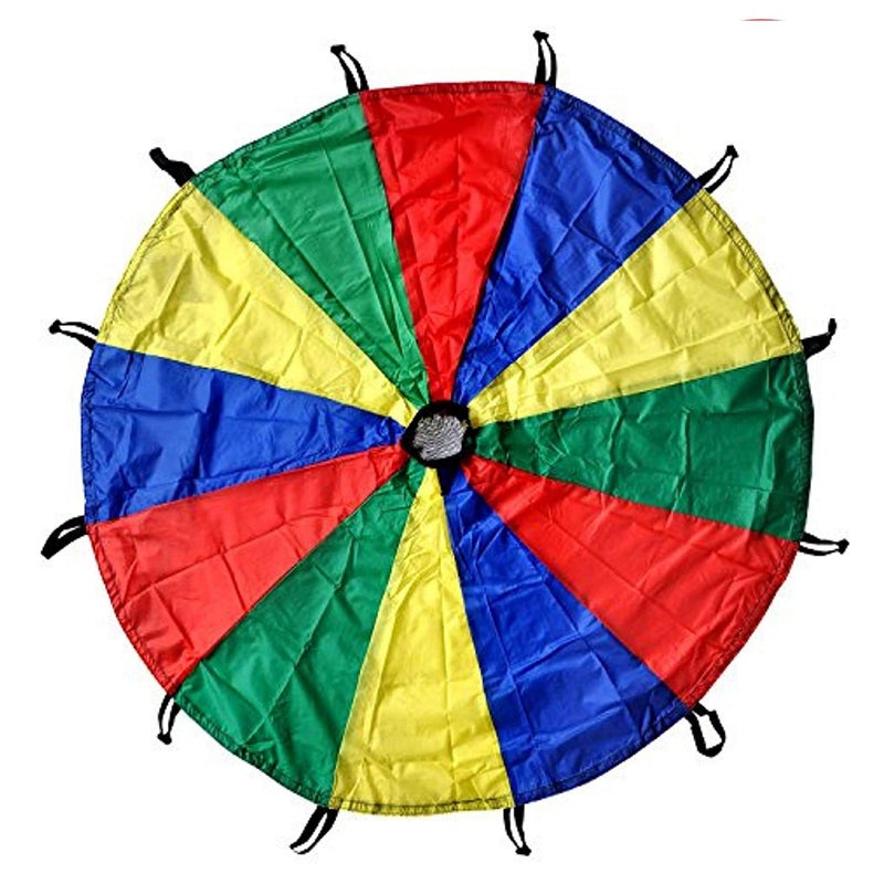 GSi Kids Play Parachute Rainbow Parachute Toy Tent Game for Children Gymnastics Cooperative Play and Outdoor Playground Activities (24 Feet) - Image 4